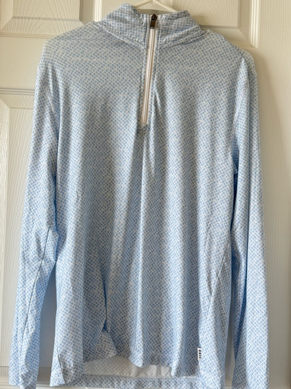 ROWM Men's Light Blue Geometric Half-Zip Pullover Sweater